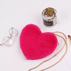 Fuzzy Red Plush Heart Valentine's Day  Purse